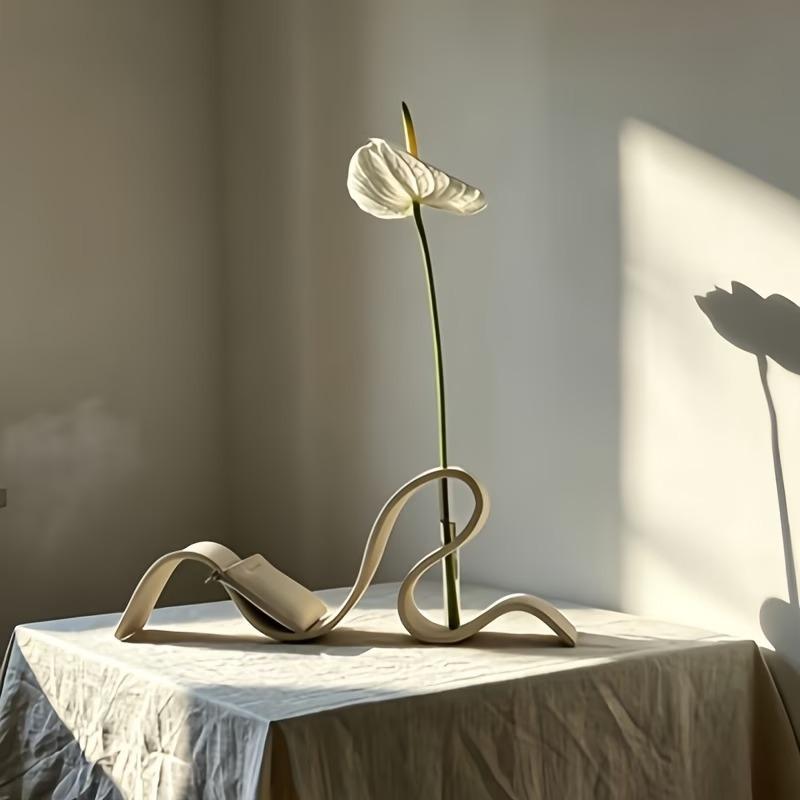 Modern 3D Printed Abstract Curved Vase And Bookend Set Sleek Aesthetic For Home Office Living Room Desktop Decoration