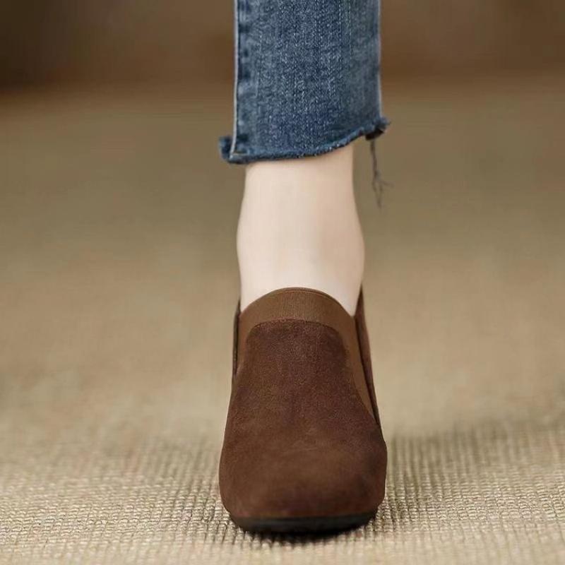 Pumps met ronde neus in Franse stijl, instappers met gommino, Kasjmier2025Herfst Nieuw, Hepburn-stijl, alles-passende damesschoenen