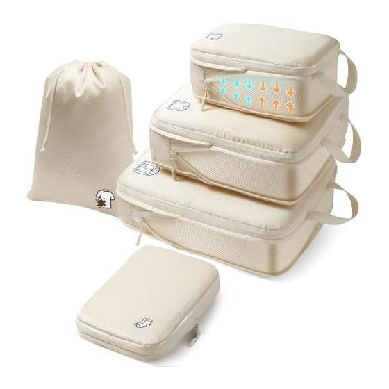 Samfolk Travel Compression Bag, Travel Pouch, Compression Pouch, Clothes Storage, Clothes Sorting, Suitcase Storage, Water Repellent, Washable,