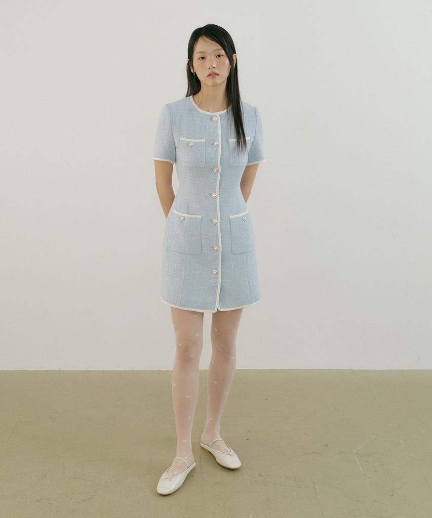 LUCIR ZU Mary Tweed One-Piece (Sky Blue)