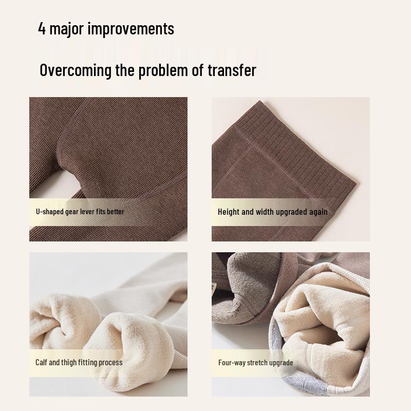 Girls' Fleece-Lined Open Crotch Stirrup Tights - Cotton, Thick, Vertical Stripes, Warm Autumn/Winter Wear