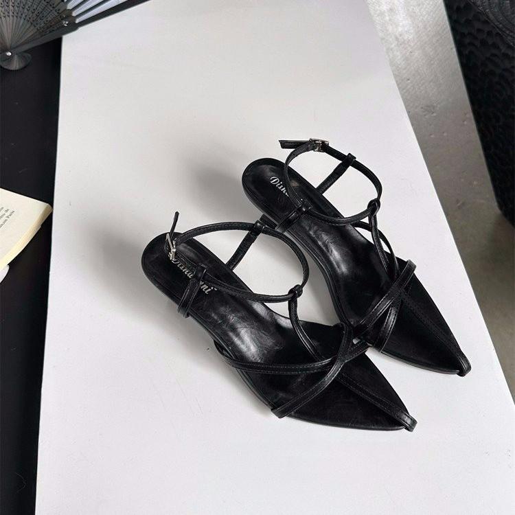 

2024 весна и лето новый нишевый дизайн римские сандалии на плоской подошве модные женские туфли с открытым носком и перекрестными ремешками на высоком каблуке The price of more than 1,000 pairs is customized. чёрный