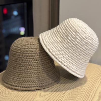 Retro Autumn and Winter Fisherman's Hat Women's Round Bucket Hat Bell  Shaped Knitted Warm Hat Versatile Face Showing Small Basin Hat