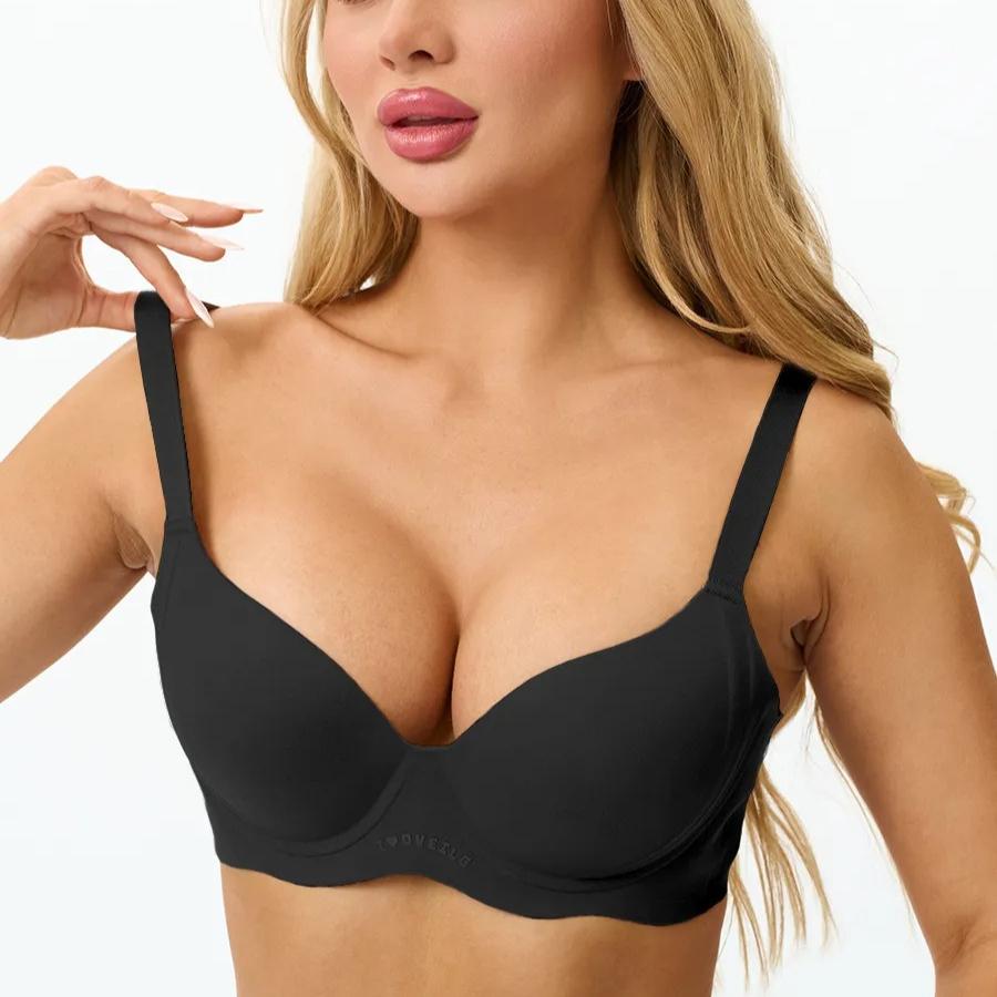 

Бюстгальтер большого размера в европейском и американском стиле, дышащий, бесшовный, на косточках для поддержки и предотвращения провисания 42/95DE чёрный