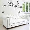 60*24cm Birds Tree Branch Leaves DIY Art Wall Stickers Removable Vinyl Living Room Decal (Color: Black)