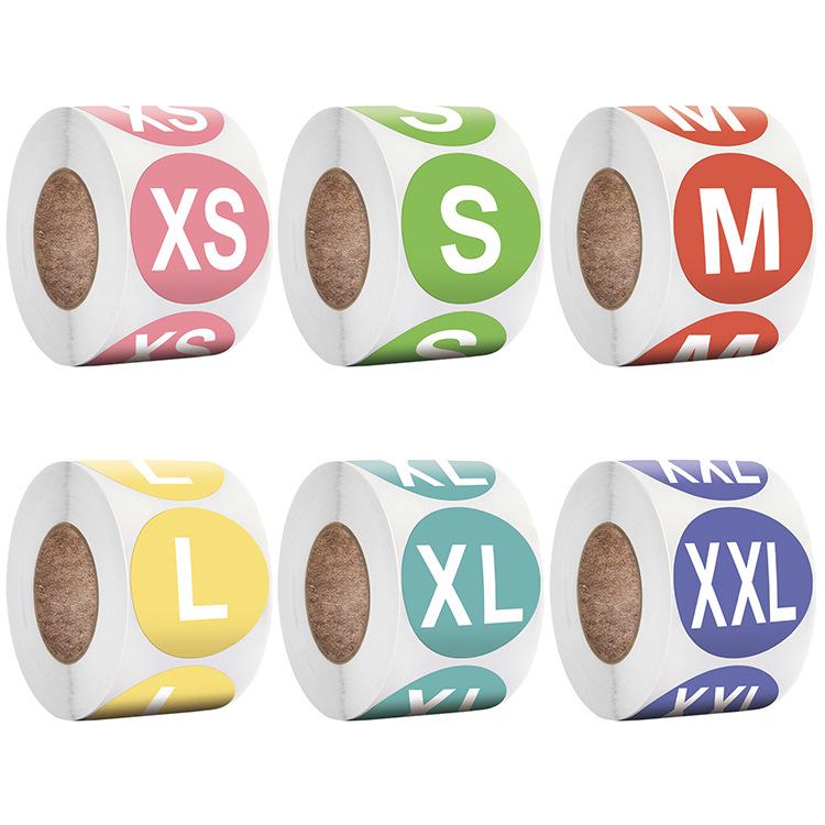 Self-Adhesive English Size Label Stickers for Clothing and Hats (S-3XL)
