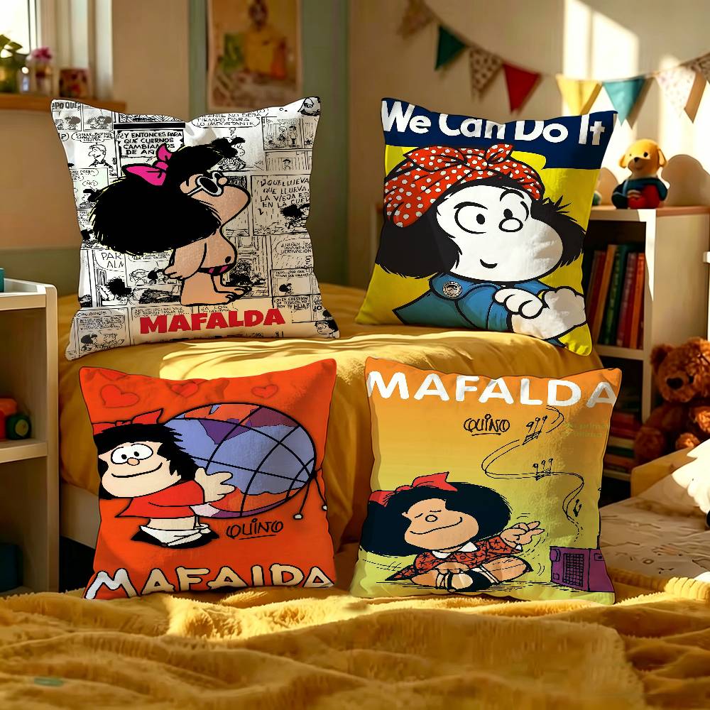 Cute Cartoon Mafalda Vintage Cushion Cover Polyester Sofa Cushions Decorative Throw Pillows Home Decoration Pillowcover