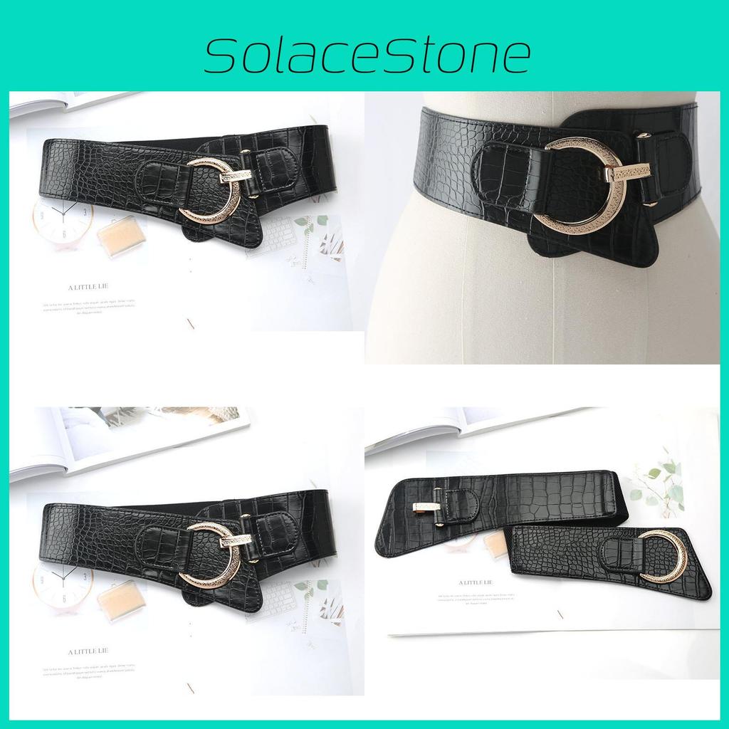 Womens Wide Elastic Waist Belt For Dresses And Coats With Cshaped Buckle And Stitching Design
