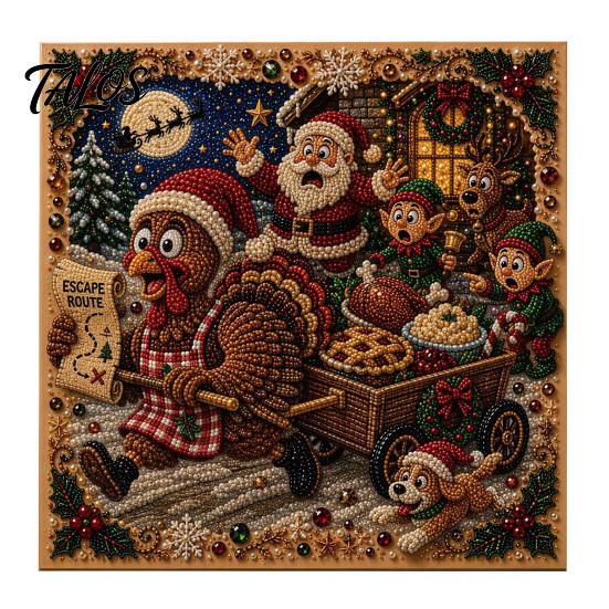 Faux Pearl Painting Kits for Kids Christmas Art Kit, DIY Rhinestone 8" x 8", Cartoon 3D Picture Creation Snowman Animal Diamond Craft Kit Adults,