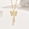 1PC Exquisite Stainless Steel Necklace, Butterfly Design, Inlaid with Miniature Sodium Oxide, Ideal Gift for Fashionable Women