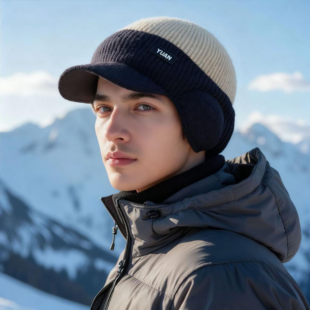 Winter velvet thickened anti cold warm woolen hat riding windproof protective knitted hat anti cold pullover hat