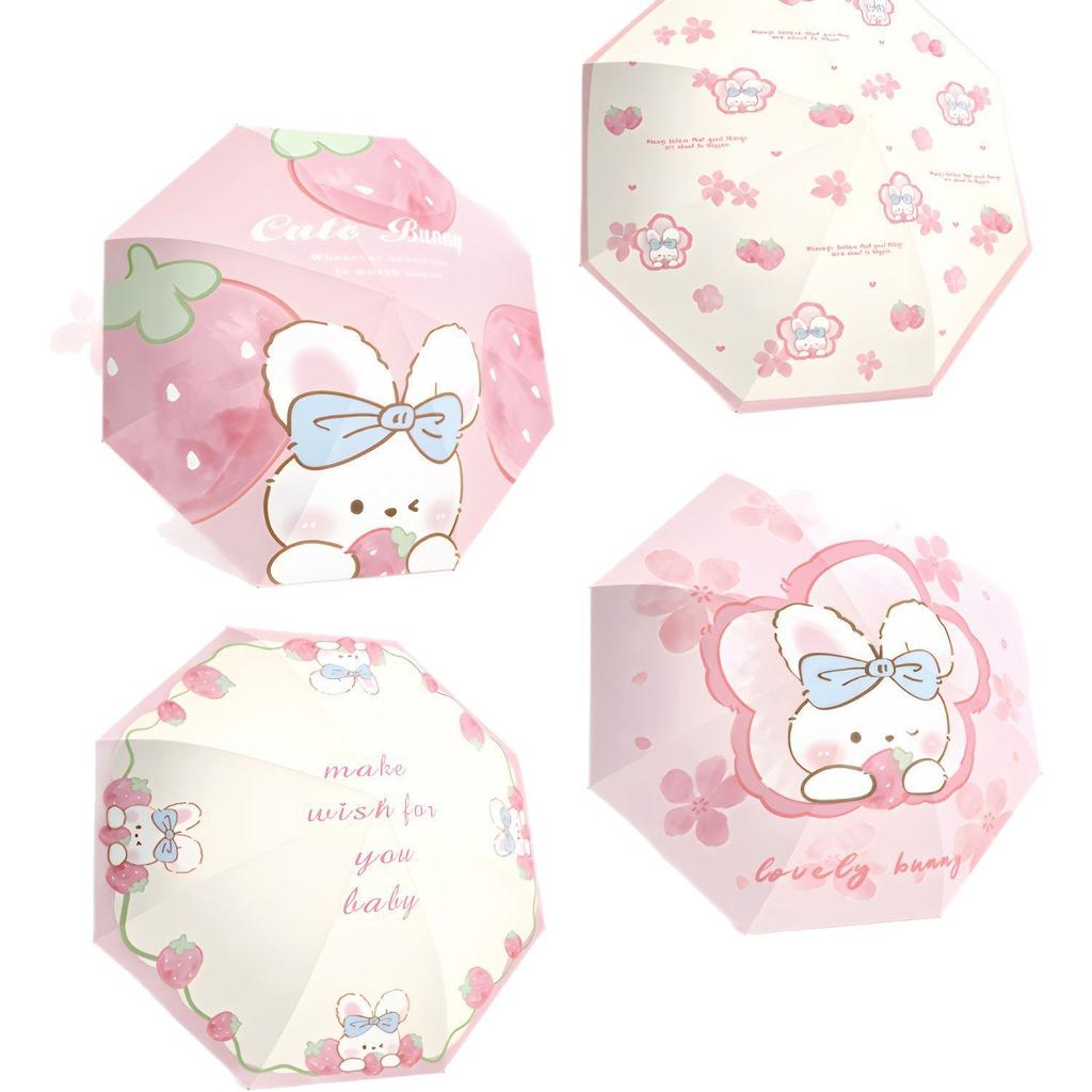 Tri-fold eversion cute fun cartoon umbrella professional digital flower umbrella vinyl sunscreen sun umbrella