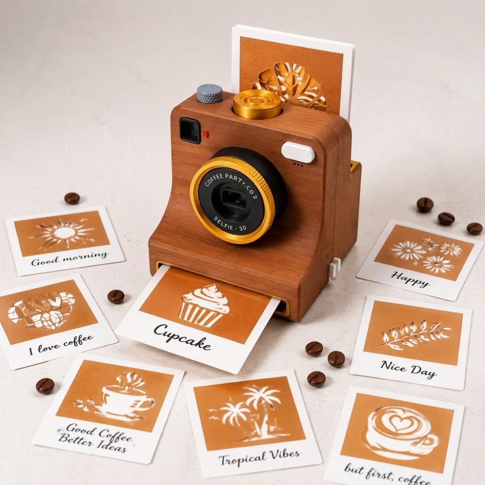 Funny 3D Printed Latte Camera Vintage Look Coffee Powder Print Camera Table Display