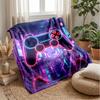 Cyberpunk Game Controller City Blanket Personalized Name Flannel Blanket Soft Cozy Plush Throw for Sofa Bed Lightweight Home Decor