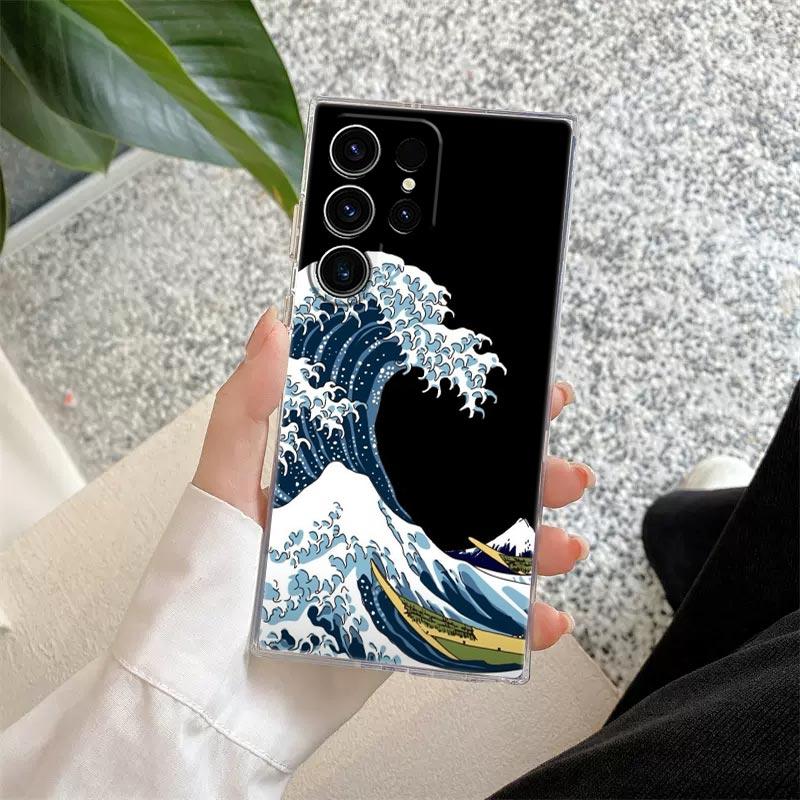 Big Wave Dragon God Sea S25FE Clear Case For Samsung Galaxy S26 S25 S24 S23 Ultra S20 S21 FE S22 Plus S26 Ultra Soft Phone Cover