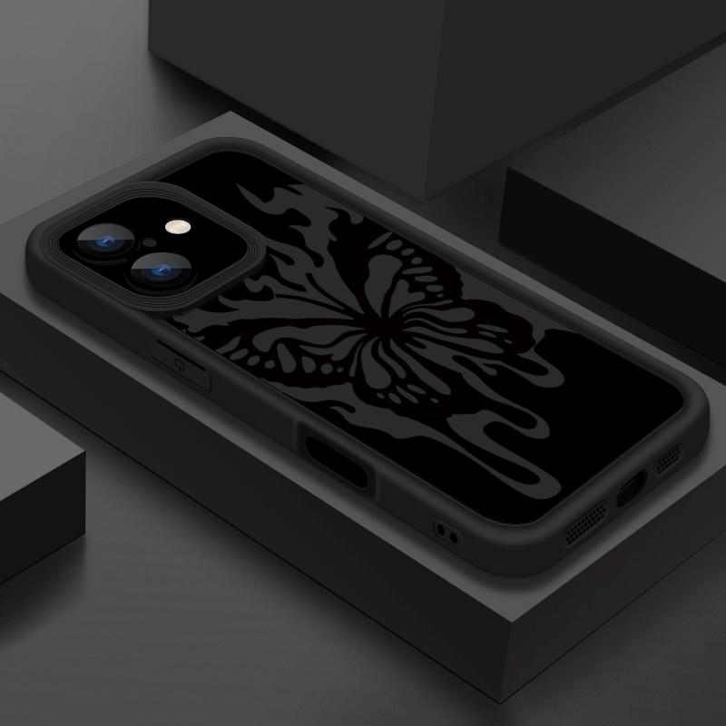 

For iPhone 13 Case Black Butterfly Pattern Shockproof TPU Silicone Soft Cover For iPhone 14 15 Pro Max 12 11 iPhone 16 Pro Max Funda iPhone 16e чорний