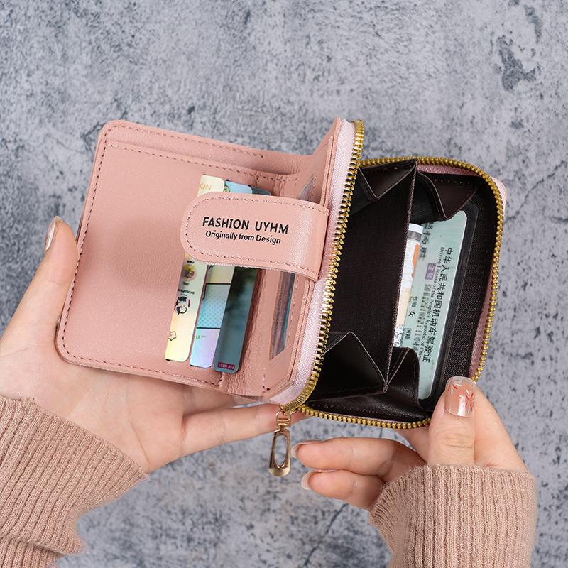 New Ladies Purse Short Zipper Large Capacity Coin Purse Joker Love Color Clutch Card Package