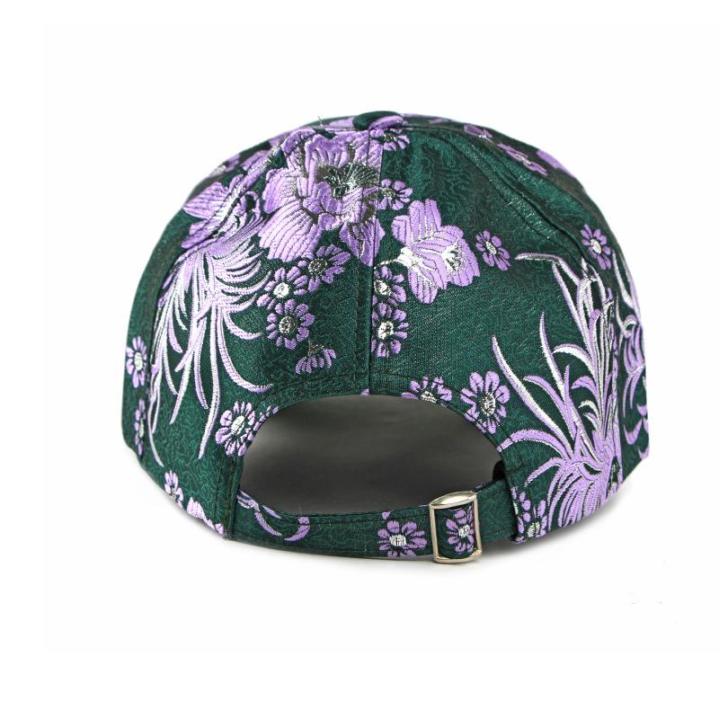 Hard Top Baseball Cap Women's Spring Autumn Sunscreen Hat Ethnic Style Flower Cap