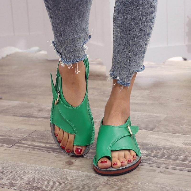 Bohemia Damskie Sandały Letnie Buty dla Pani Retro Skóra PU Odkryte Palce Klapki Plażowe Pasek z Klamrą Obuwie Nowe Klapki