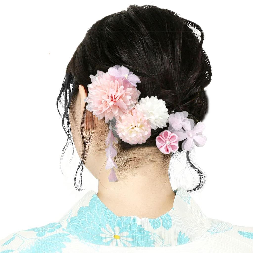 Handmade artificial dried flower hair ornament for and other traditional Japanese Perfect for kindergarten entrance and festivals coming-of-age