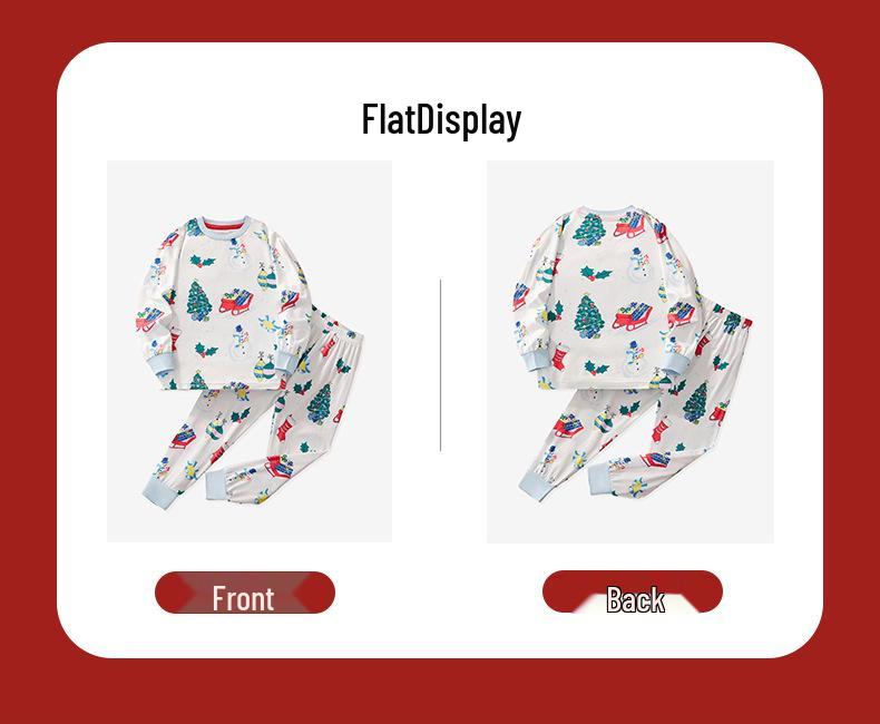 Cross-Border Kids' Christmas Pajama Set: Long Sleeve & Pants with Cartoon Print