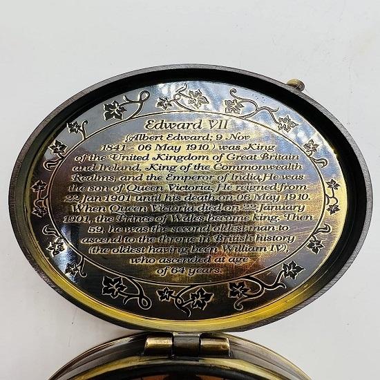 Brass Edward Pocket Compass King And Emperor For Sailor, Hiking, Camping Compass, Boat Compass, Gifts For Kids Children Teen Family