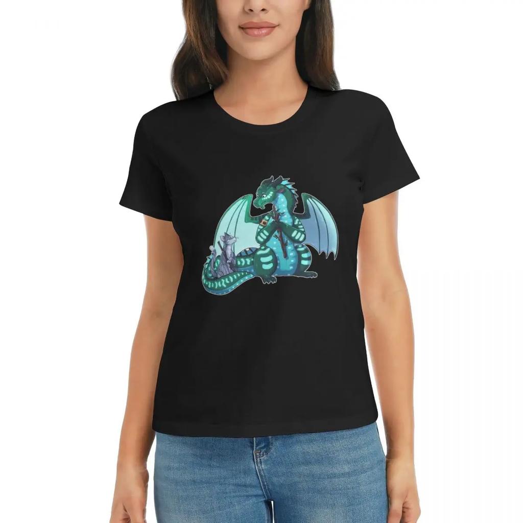 Women TShirt Wings Of Fire  Warriors  Turtle And Jayfeather Short Sleeve Tees Round Neck T Shirts Clothes Tops Streetwear