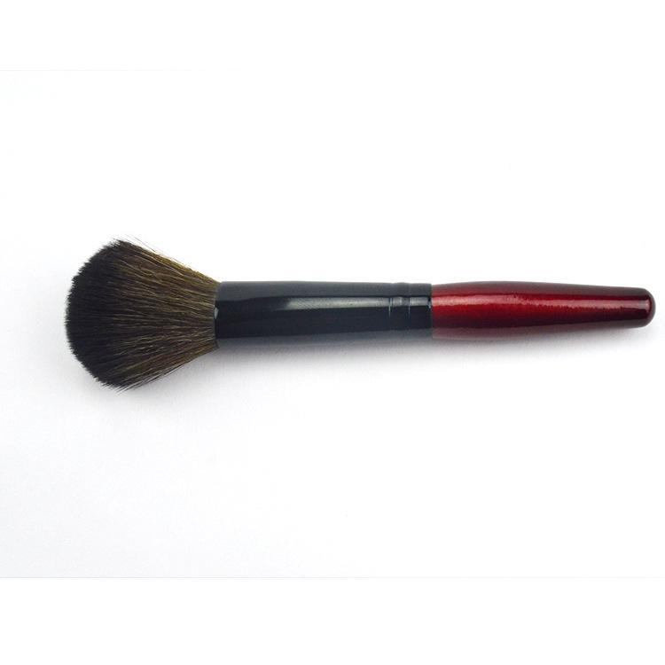 Wavy Silk Nylon Makeup Brush with Solid Wood Handle - Powder & Blush Tool, Logo Customization Available