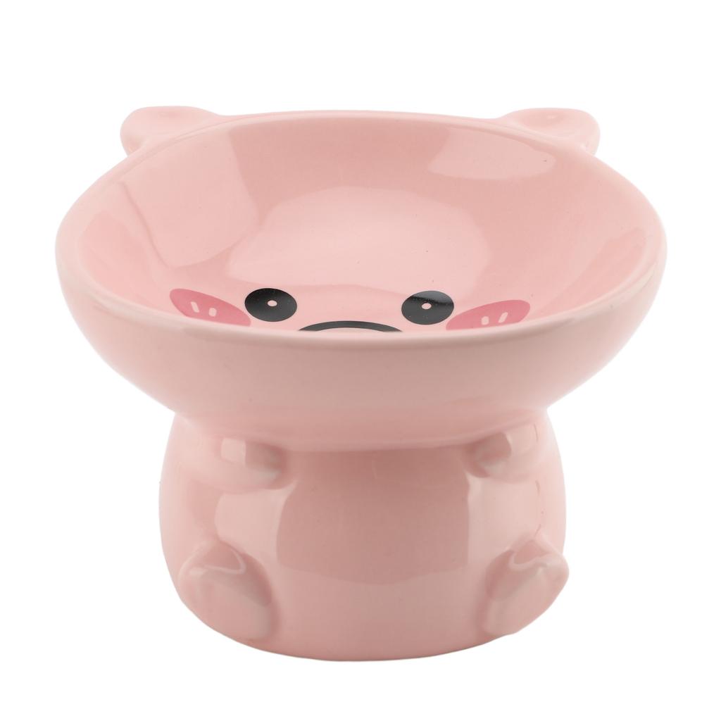 Cat Food Bowl Elevated for Dog Ceramic Cute Cartoon Animal Piggy Shape Tip Proof Home Multifunctiona