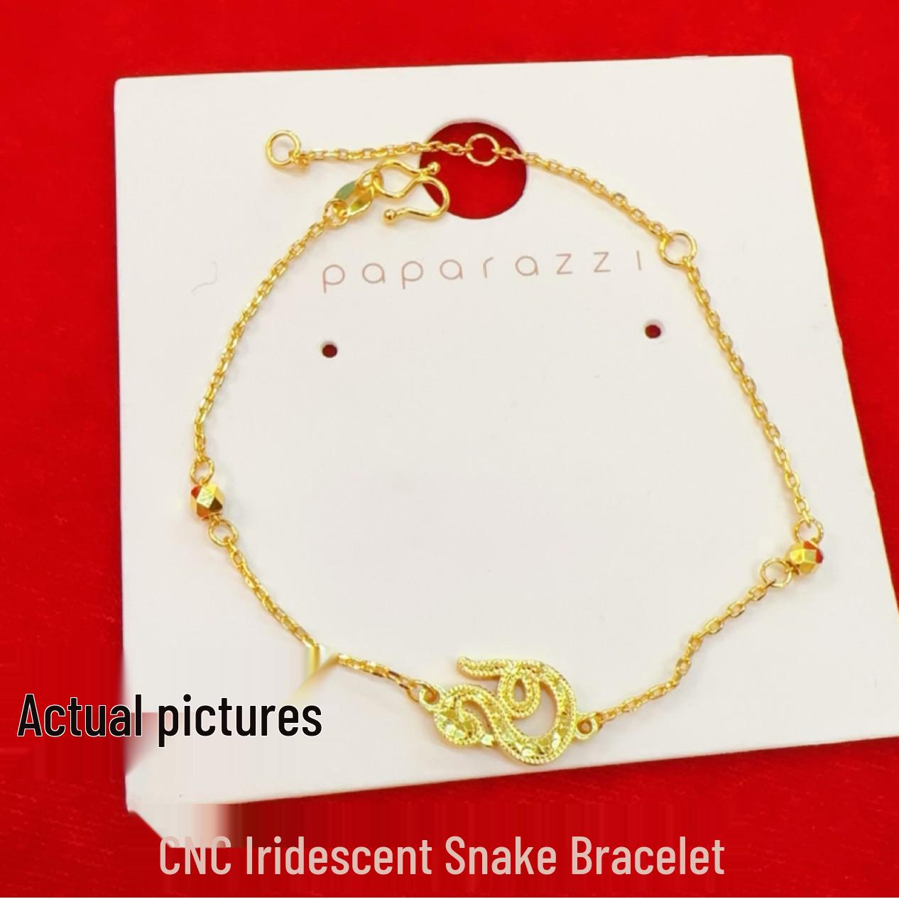 Радужный Комплект: Маленькое Золотое Ожерелье и Браслет со Змеей - Коллекция Зодиака в Стиле Чжоу