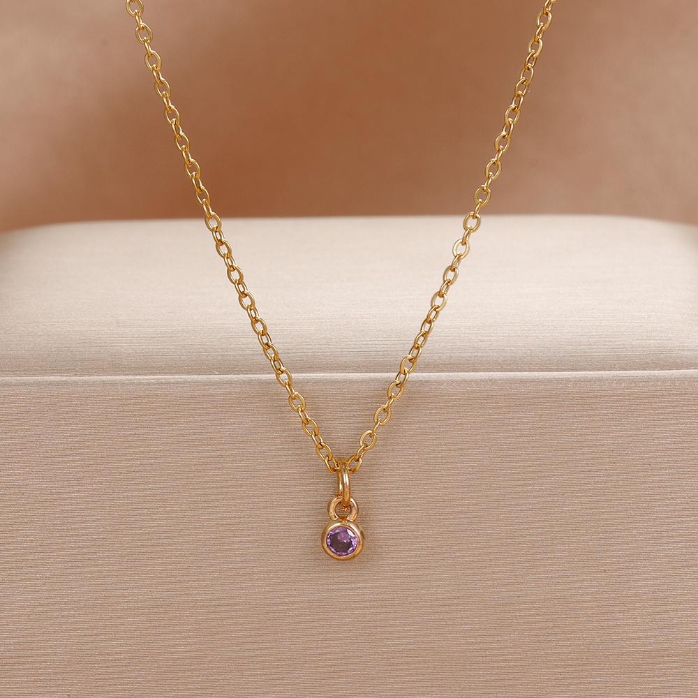 Luxury Stainless Steel Necklace Women Gold Color Round CZ Crystal Charm Collar Bijoux Acier Inoxidable Femme Wedding Jewelry