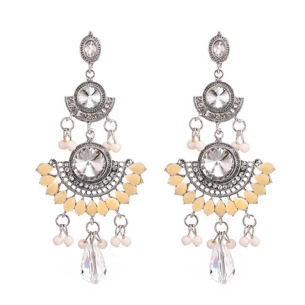 Retro Tassel Earrings Rhinestone Ear Drop Jewelry Ethnic Bride Accessories