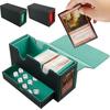 Double Card Deck Box Large Capacity Card Storage Box PU Leather Strong Magnet Card Deck Case for Single Double Sleeved Cards
