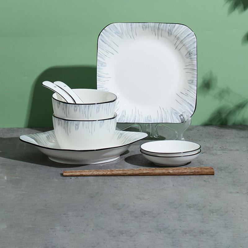 

Набір мисок і тарілок Простий розкішний керамічний посуд на новосілля Комбінація миски та тарілок Посуд для пар