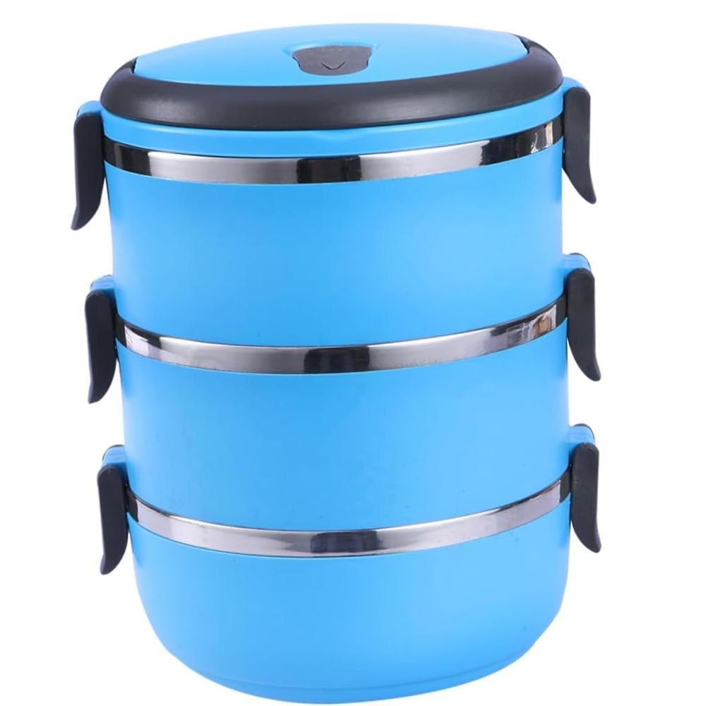 

D5 3Layer Stackable Lunch Box Stainless Steel Airtight Insulated Food Storage Container Leakproof Handle Portable Kids Lunch Box 3&625ml синий