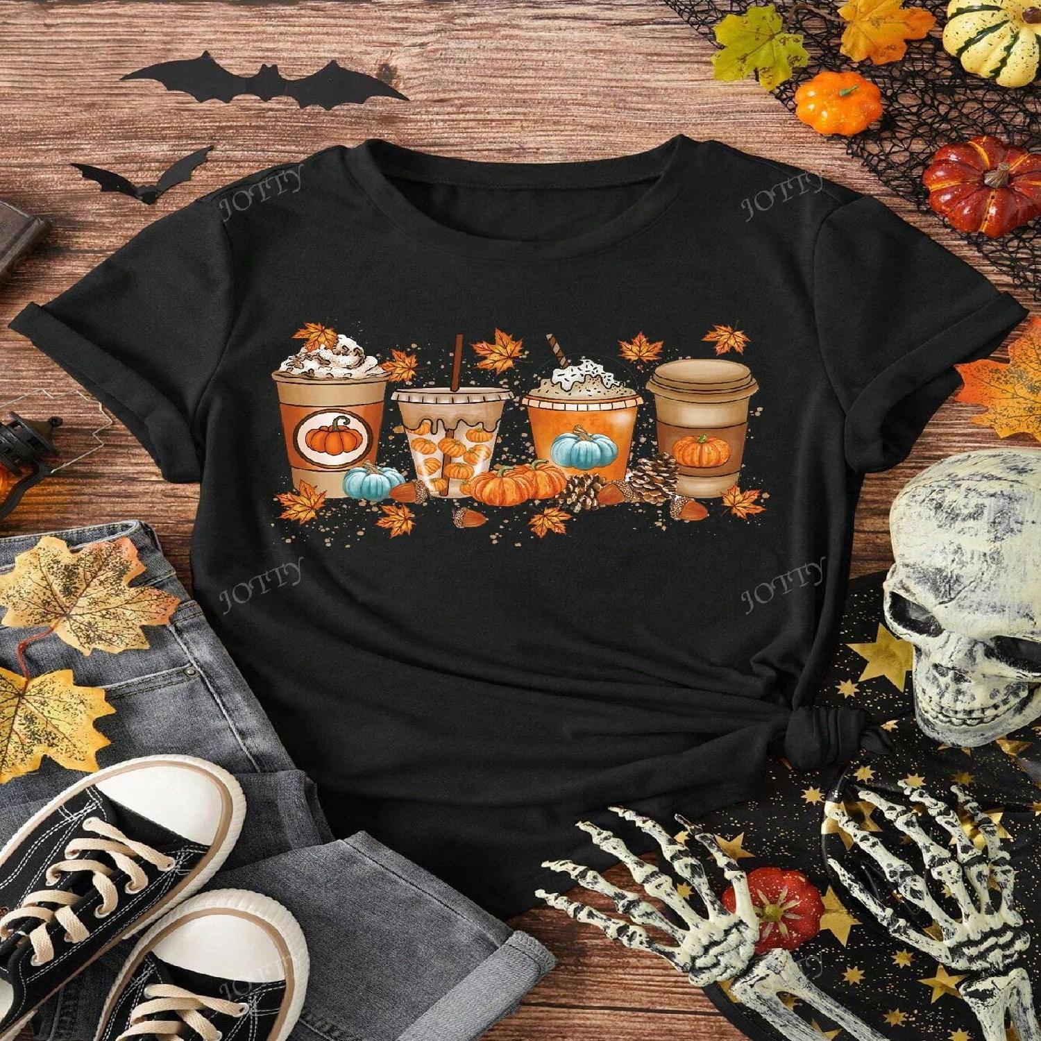 

1pc Halloween Pumpkin Print Round Neck Short Sleeve T-Shirt For Women XXXXXL різнокольоровий