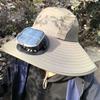 Breathable Solar Fan Hat Strong Wind Fishing Bucket Hat Summer Fan Visor Cap  Hot Weather