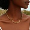 Chunky Gold Plated Link Necklace For Women, Stainless Steel Oval Thick Chain Choker Minimalist Jewelry