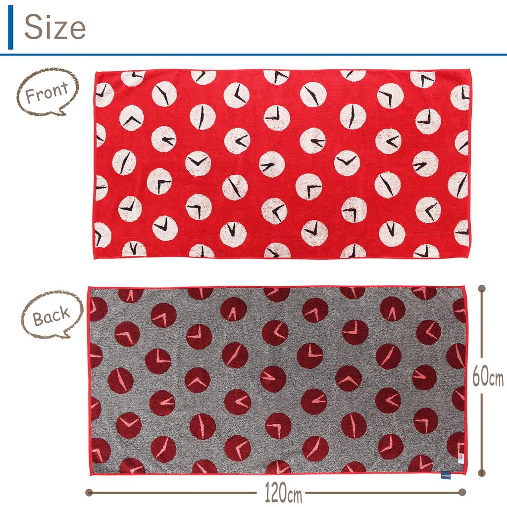 Kusubashi Mon Ori Doraemon Time Cloth Bath 120 x 60 Towel, Red, Approx. cm, A-87113-11-R
