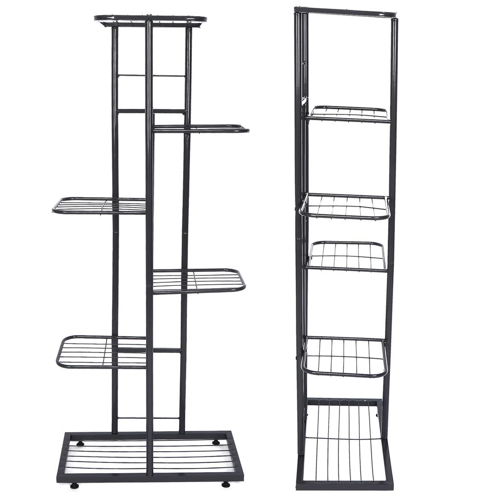 6 Etagen Blumen Pflanzen Töpfe Ständer Pflanzgefäß Ausstellungsregal für Innen Außen Gartendekoration Dunkelgrau