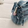 Vintage Denimtasche Damen Mehrschichtig Kleine Tasche Bestickt Schulter Crossbody-Tasche