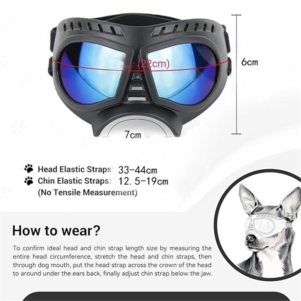 Dog Goggles Wide Snout Soft Frame Tactical Driving Sunglasses for Small Medium Dogs Dog Eye Protection Windproof Dustproof