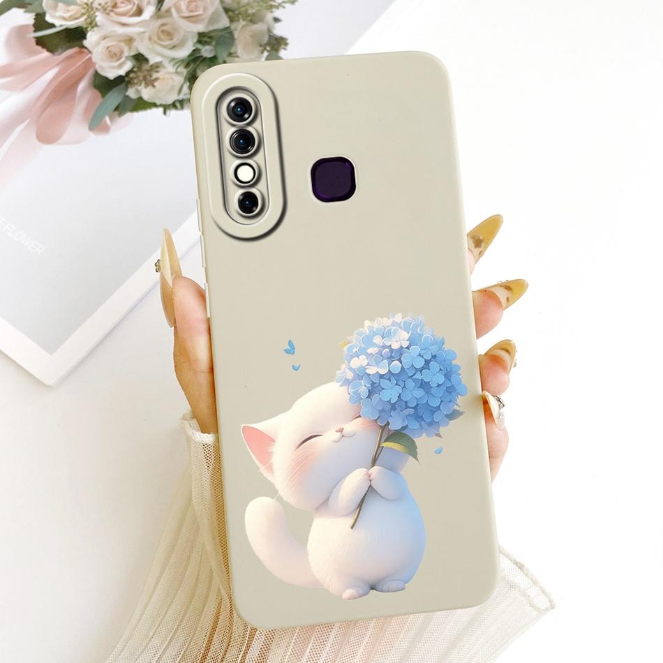 For Infinix Hot 8 / Hot 8 Lite X650 X650C X650B X650D Cute Cat Flower Cartoon Phone Case Shockproof Soft Silicone Covers Bumpers