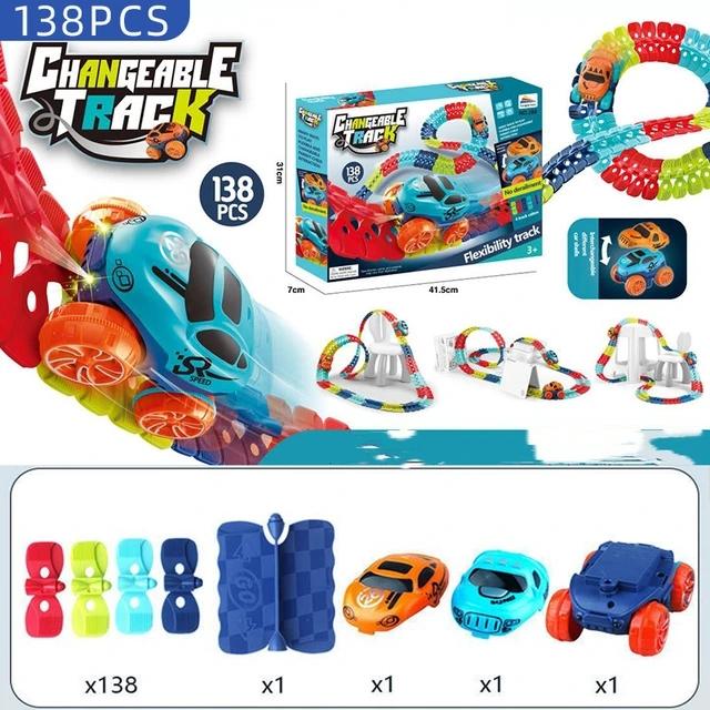 Changeable Anti-gravity Assembled Track with LED Light-Up Race Car Flexible Racing Tracks Rail Car Toys for Boys Kids Gifts