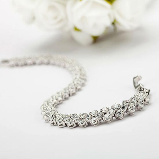 Chain Cubic Elegant Woman Zircon Rhinestone Inlaid Bangle for Daily Wear