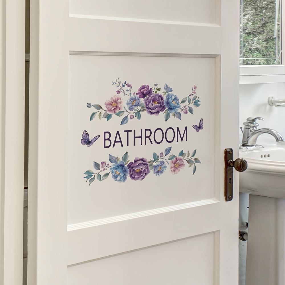 1pc Creative Floral Bathroom Slogan Wall Sticker for Bedroom Entrance Home Decor Self-Adhesive