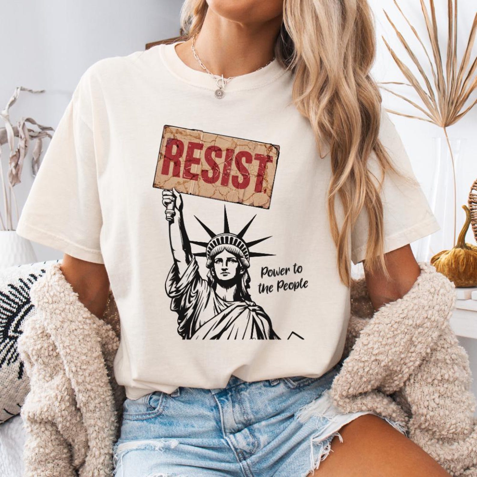 Resist T-Shirt: Statue of Liberty, Anti-Trump, Comfort Colors S