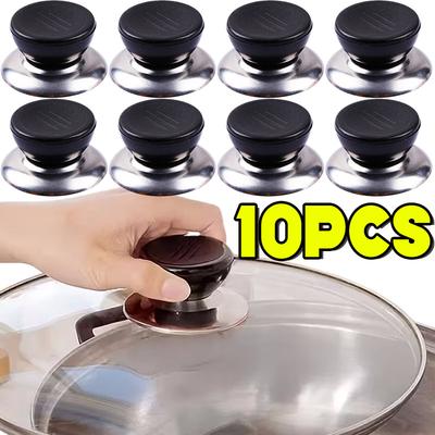 Universal Pot Lid Handle Mounting Screw Kitchen Cookware Replacement Handle Stainless Steel Base Round Plastic Fixed Knob