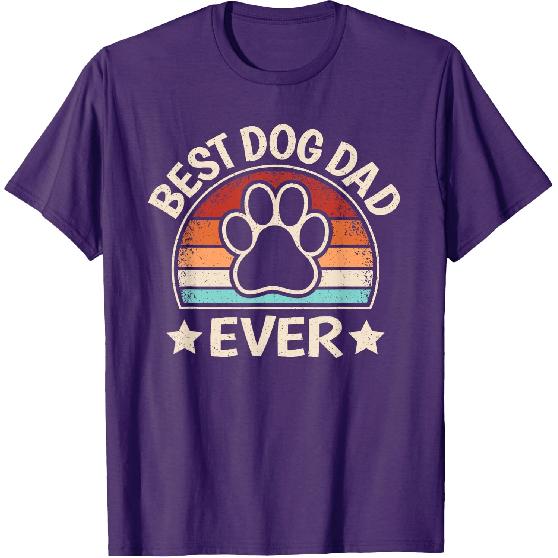 Best Dog Dad Ever Vintage Dog Paw Daddy Retro Dog Lover Men T-Shirt