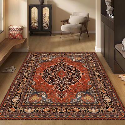 Vintage Floral Print Area Mat - Foldable, Distressed Design, Machine Washable, Non-Slip Rubber Backing, Perfect for Bedroom, Living Room, Dining Room